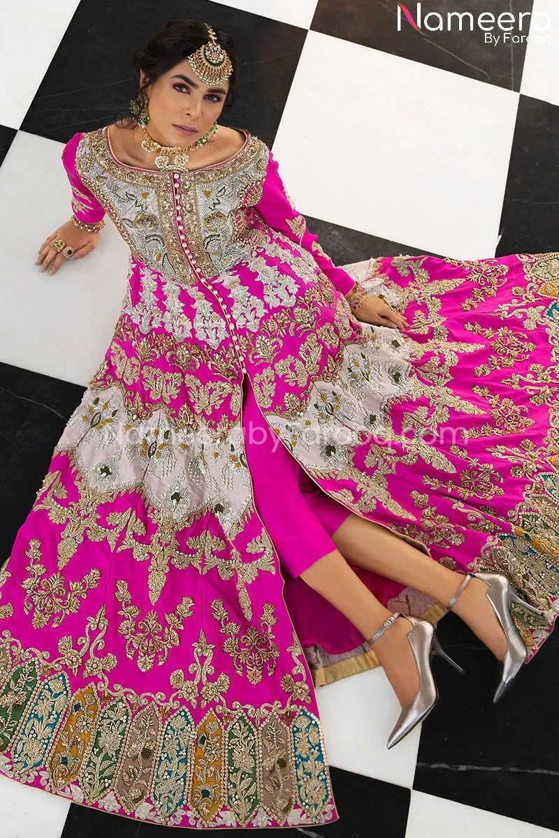 Magenta Color Dress Bridal in Pishwas Design #BS153