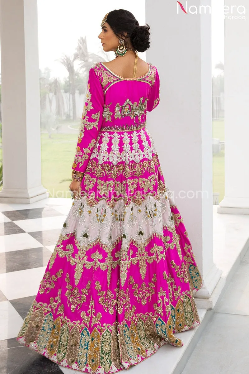 Magenta Color Dress Bridal in Pishwas Design #BS153