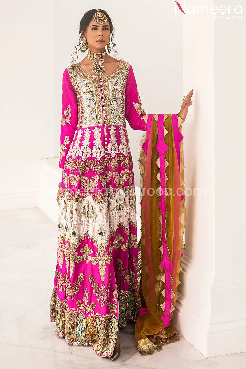 Magenta Color Dress Bridal in Pishwas Design #BS153