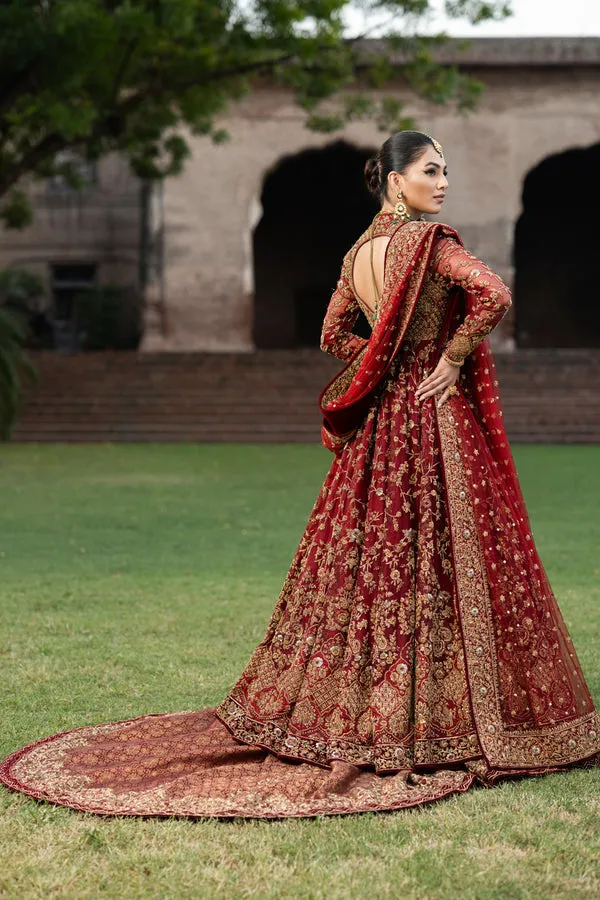 Maroon Red Pishwas and Lehenga Pakistani Bridal Dress