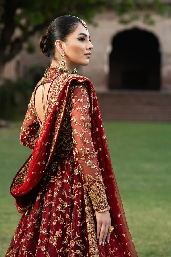 Maroon Red Pishwas and Lehenga Pakistani Bridal Dress