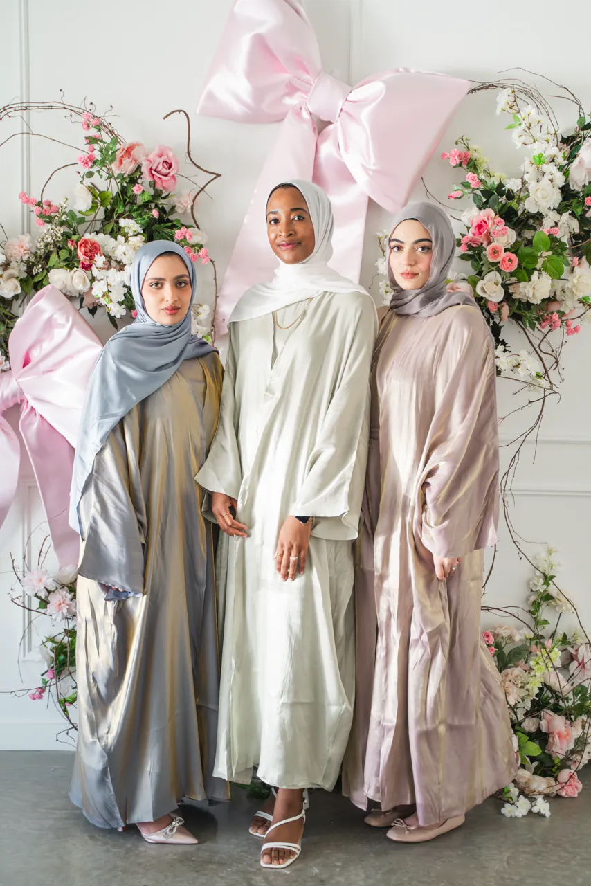 Metallic Open Abaya - Mauve