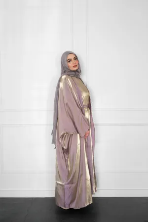Metallic Open Abaya - Mauve