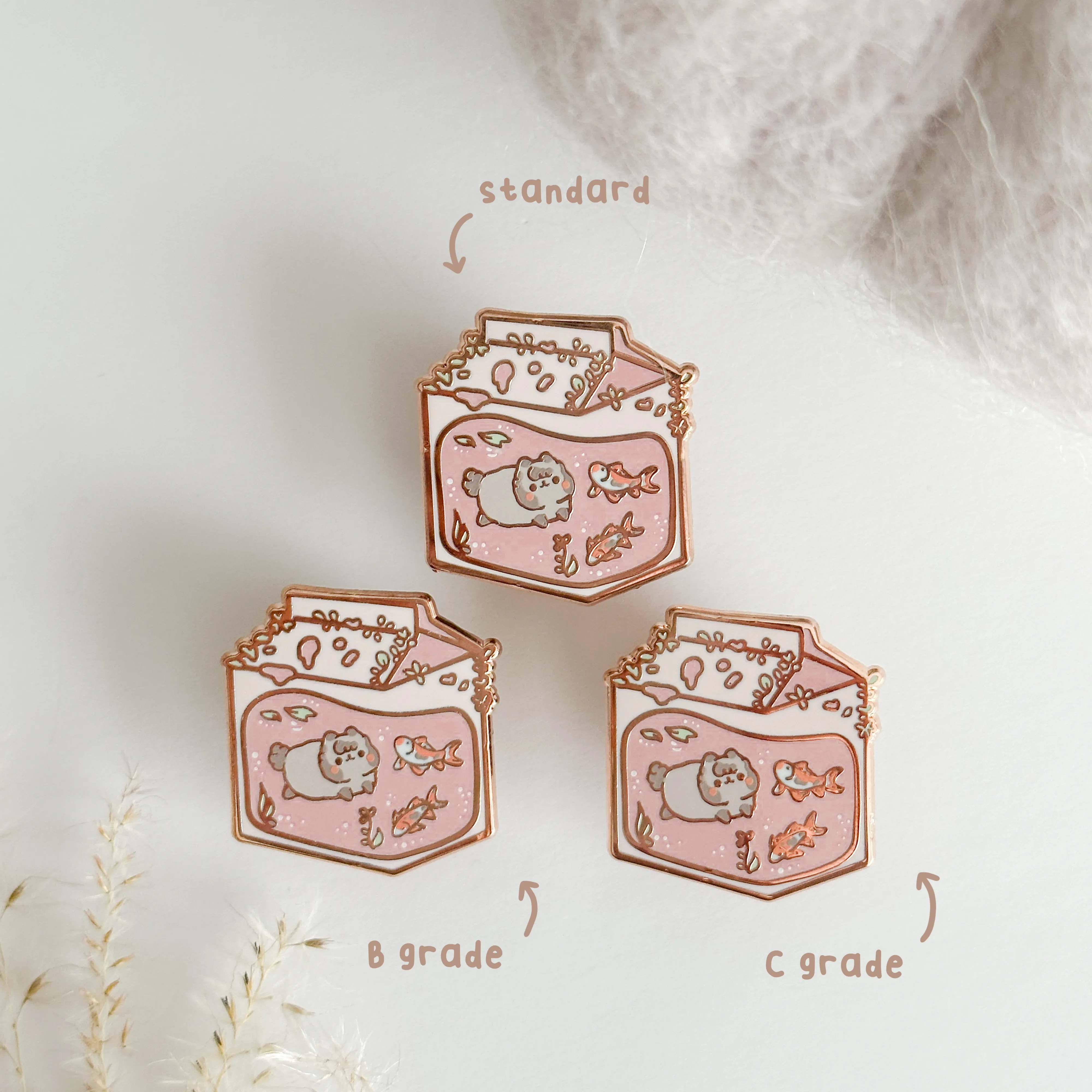 Milkie Carton with Koi Fish Enamel Pin