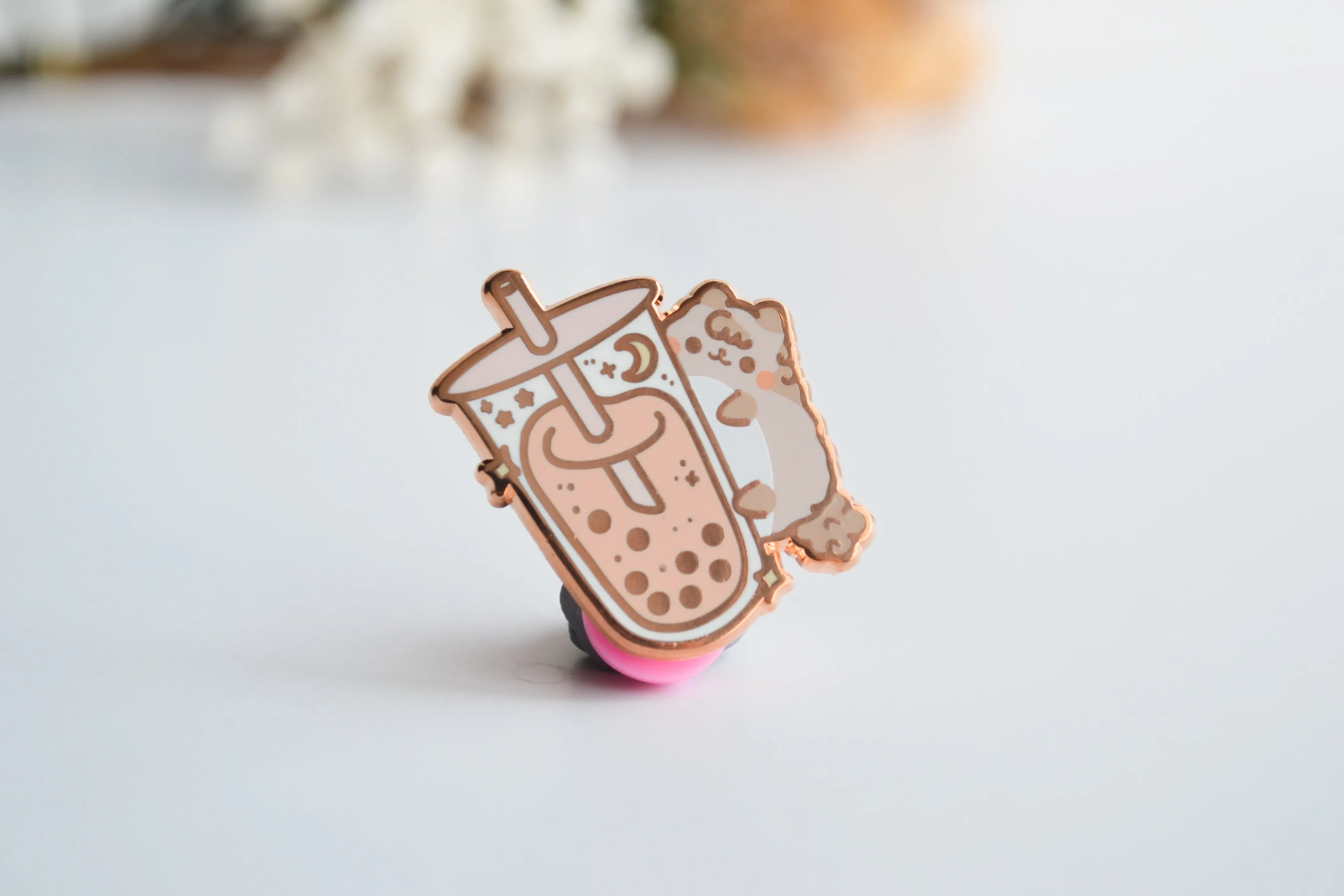Milkie on Boba Enamel Pin