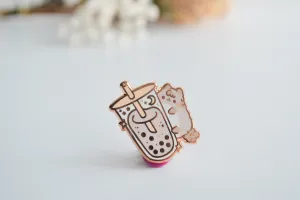 Milkie on Taro Boba Enamel Pin
