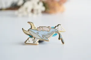 Milkie on Whale Enamel Pin