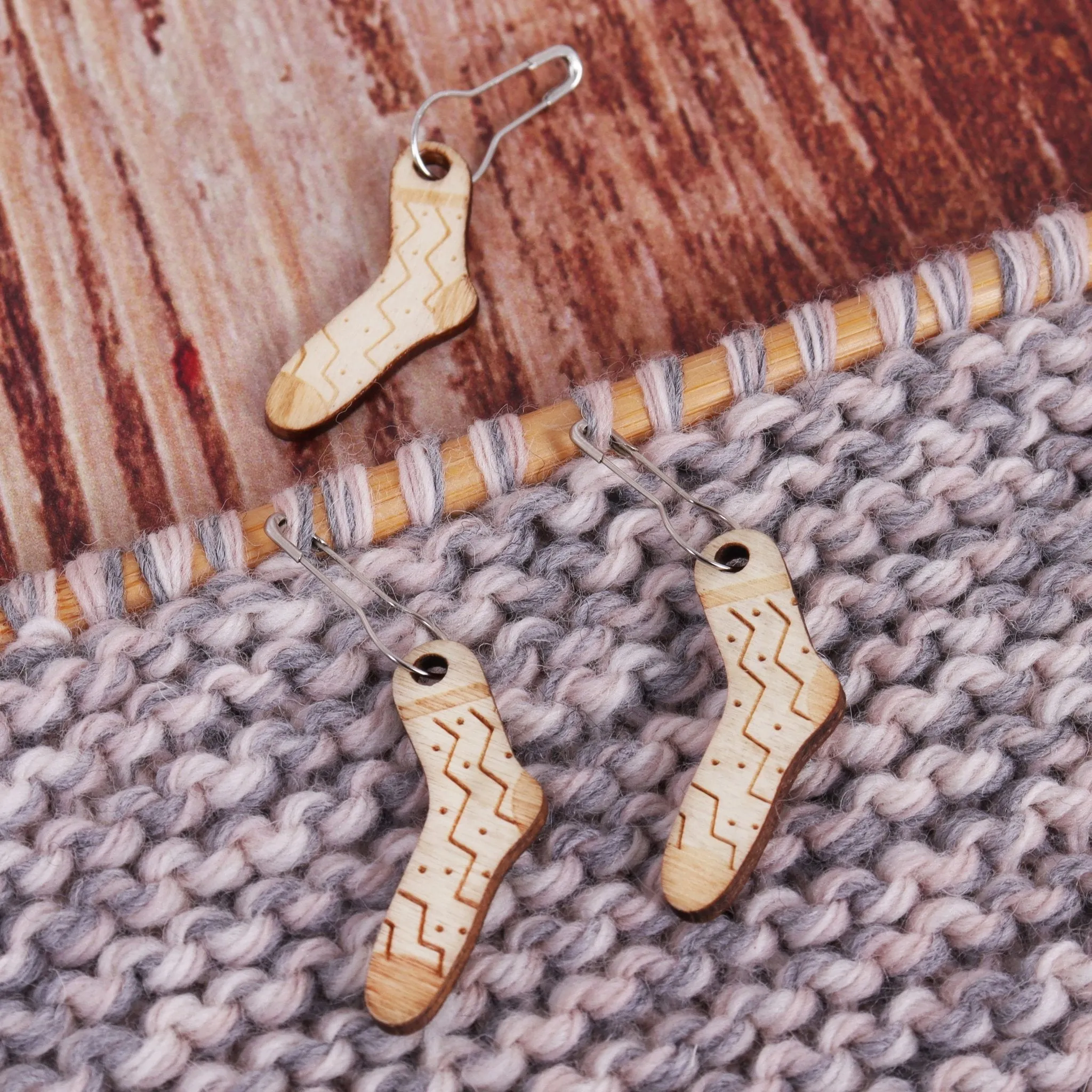 Milward Stitch Markers | Wooden Woolly Sock | Knitting & Crochet