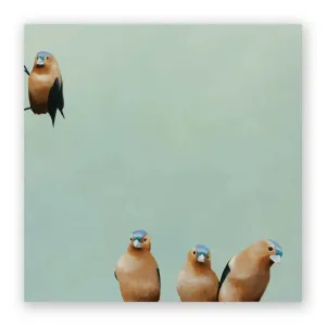 Mincing Mockingbird - Wings on Wood - 10" X 10" Print on Wood - 'Fictional Finch Group' #W6003