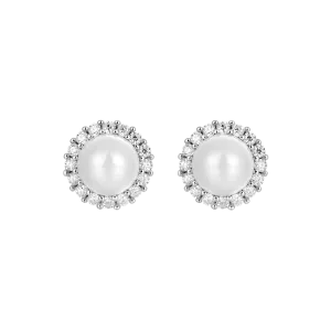 Moissanite Pearl Stud Earring-Single