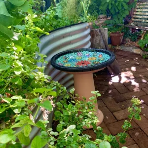 Mosaic Bird Bath with Stand by Paulette - Large Item
