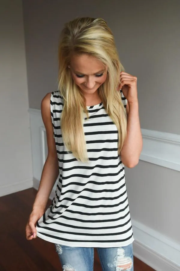 Navy & White Striped Floral