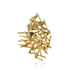 Nest Brooch Gold with Black Diamond