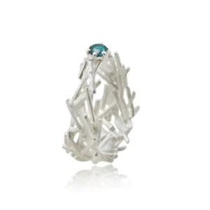 Nest Oval Ring silver with  Blue Topaz