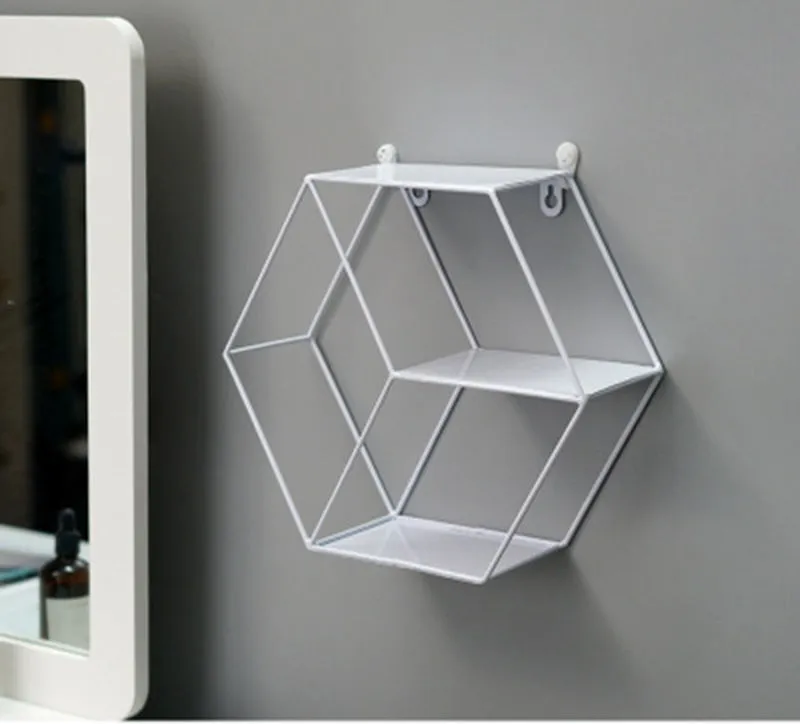 Nordic Style Metal Decorative Shelf round Hexagon