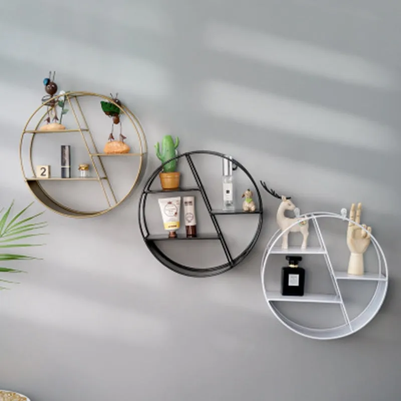Nordic Style Metal Decorative Shelf round Hexagon