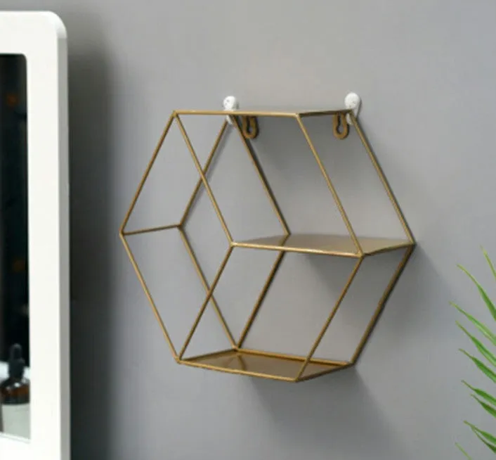 Nordic Style Metal Decorative Shelf round Hexagon