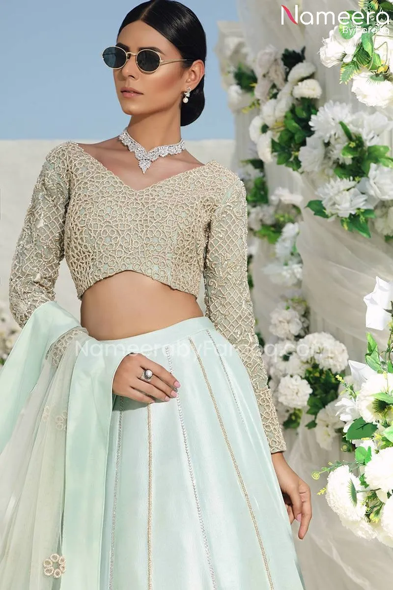 Pakistani Bridal Blue Lehenga Choli Dress Online #BS524
