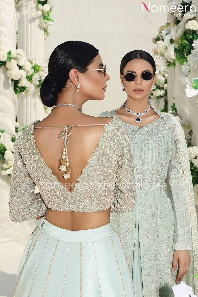 Pakistani Bridal Blue Lehenga Choli Dress Online #BS524