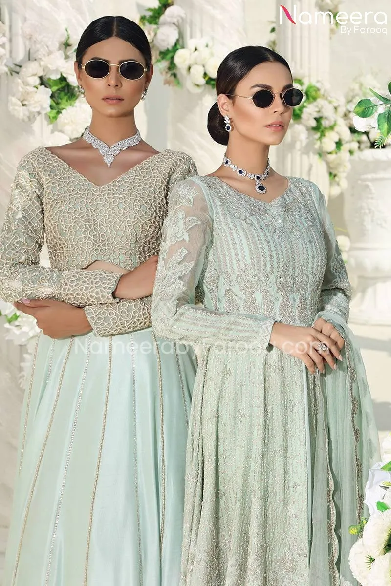 Pakistani Bridal Blue Lehenga Choli Dress Online #BS524