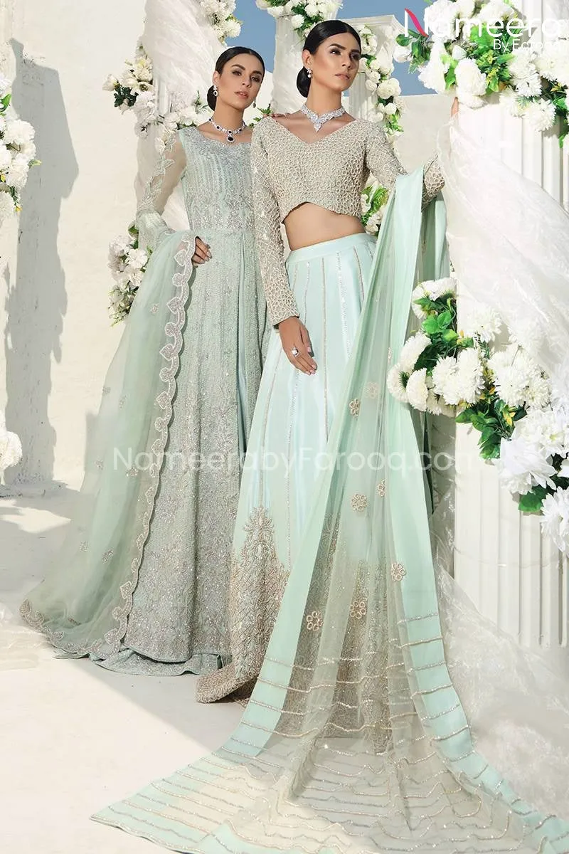 Pakistani Bridal Blue Lehenga Choli Dress Online #BS524