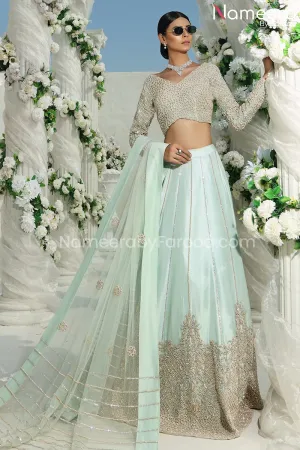 Pakistani Bridal Blue Lehenga Choli Dress Online #BS524
