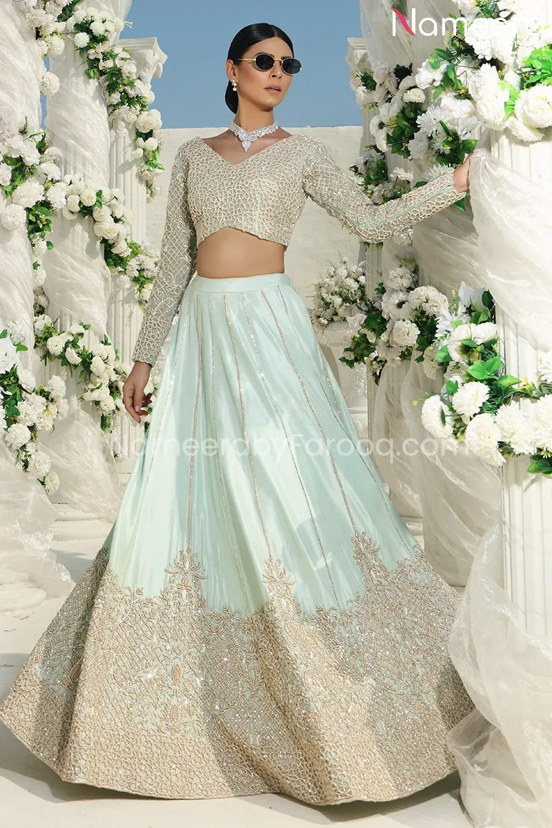 Pakistani Bridal Blue Lehenga Choli Dress Online #BS524