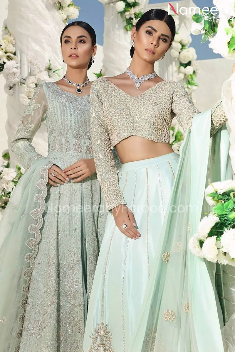 Pakistani Bridal Blue Lehenga Choli Dress Online #BS524