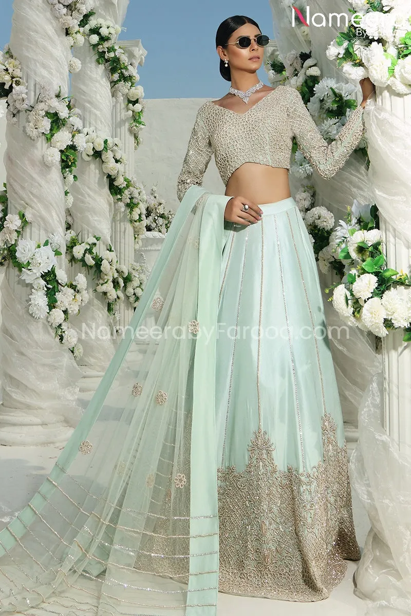 Pakistani Bridal Blue Lehenga Choli Dress Online #BS524