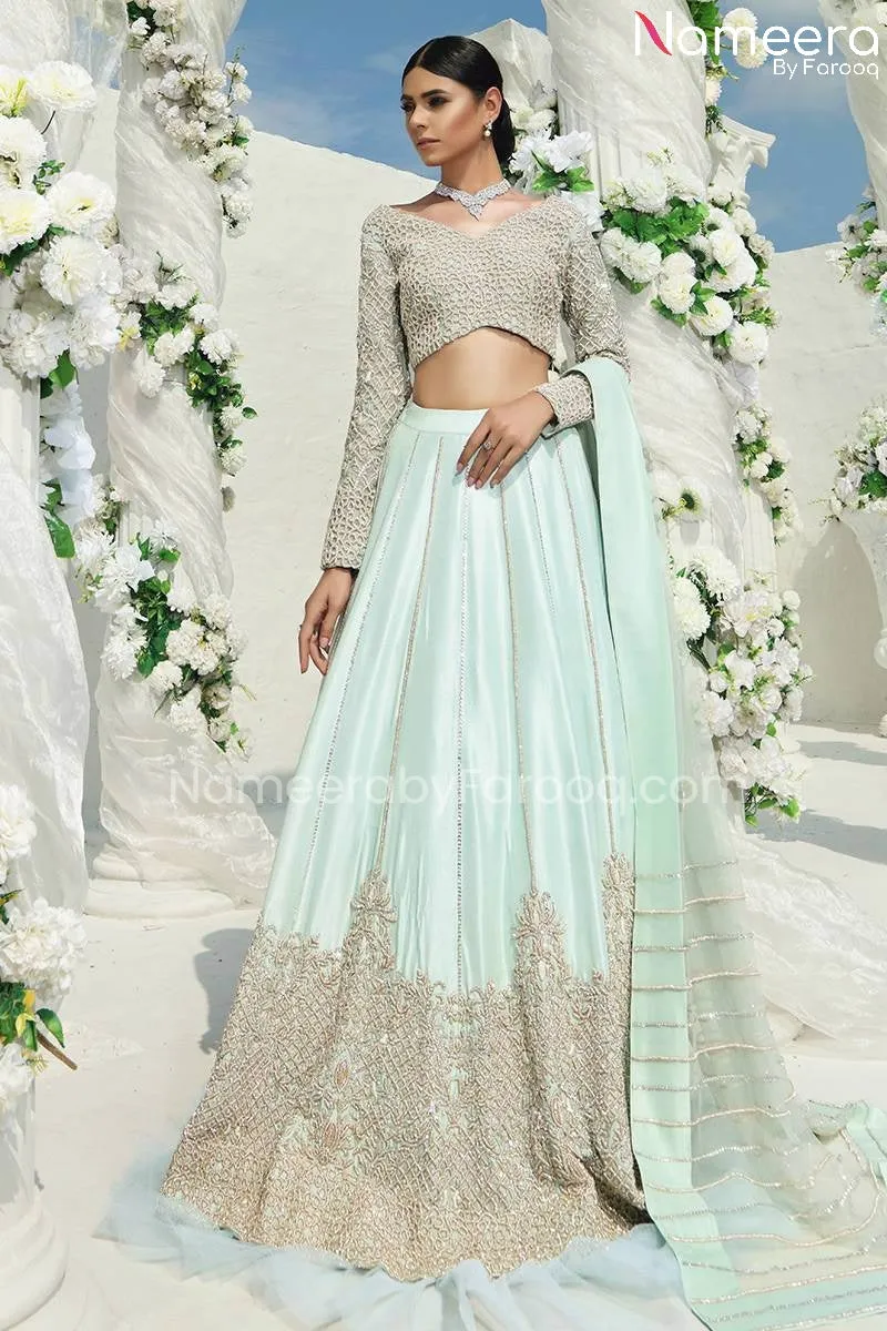Pakistani Bridal Blue Lehenga Choli Dress Online #BS524