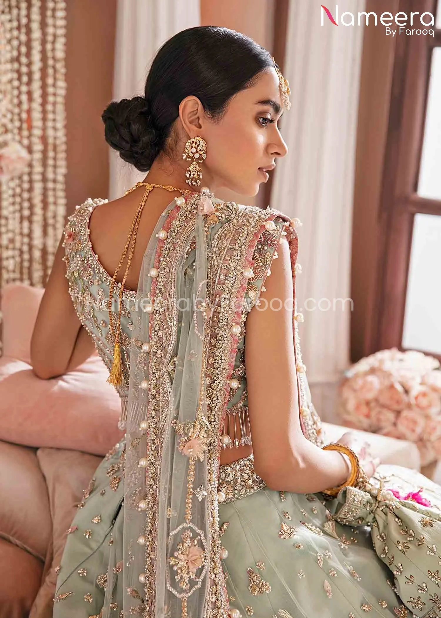 Pakistani Bridal Dress in Choli Lehenga Design #BS392