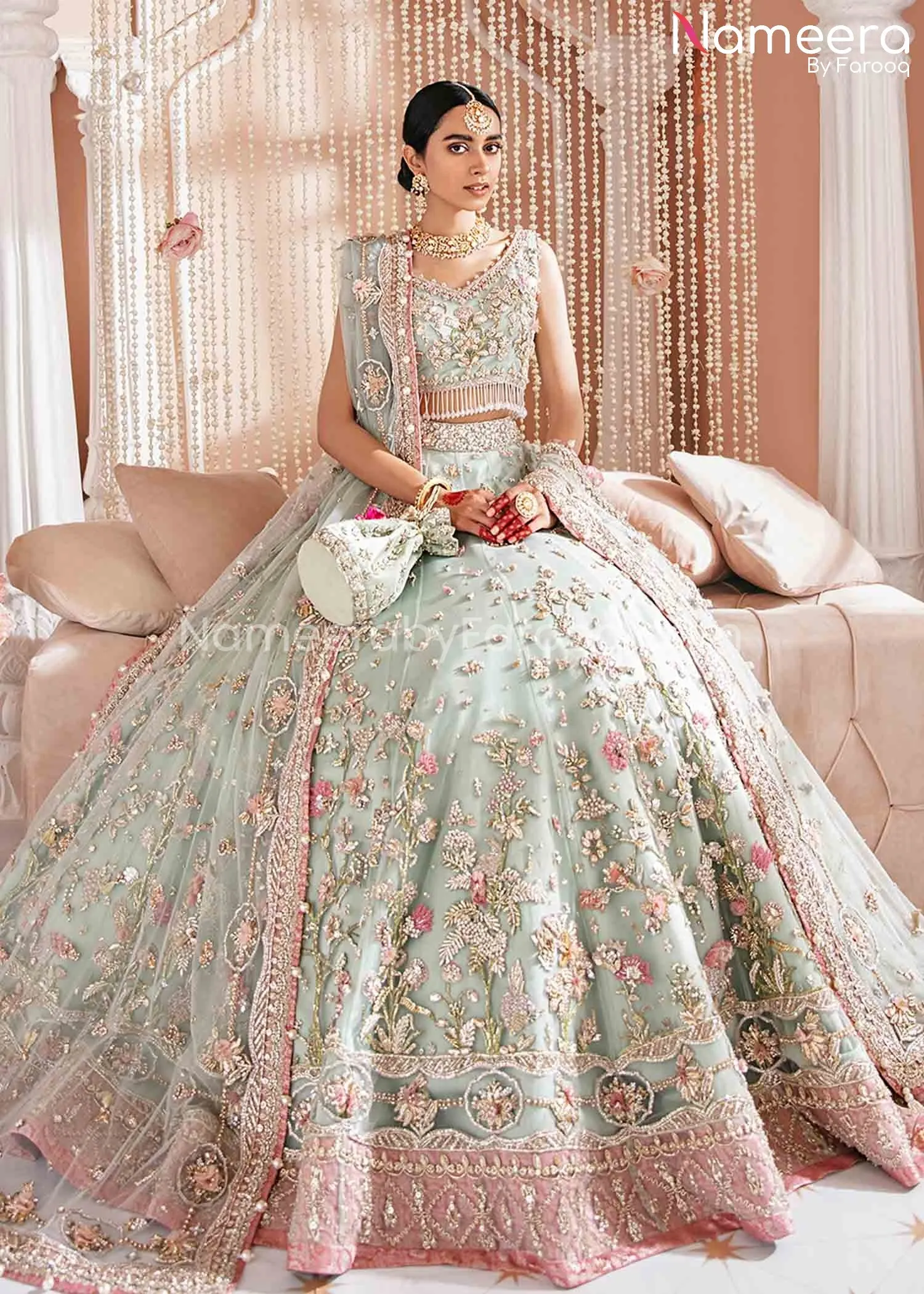 Pakistani Bridal Dress in Choli Lehenga Design #BS392