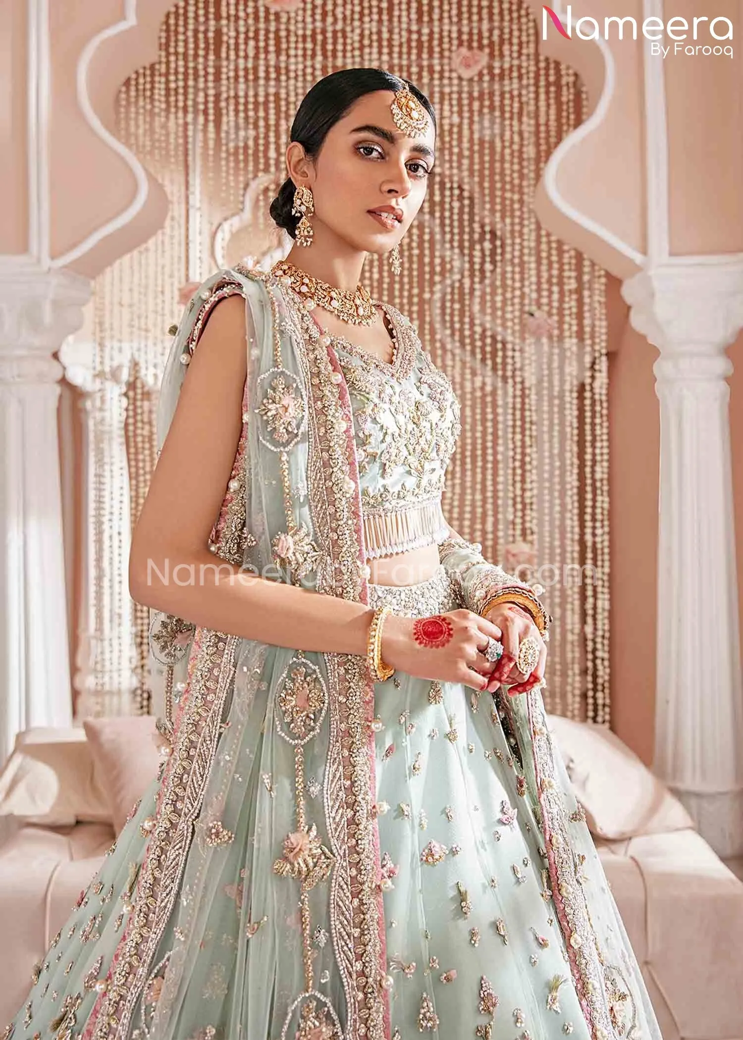 Pakistani Bridal Dress in Choli Lehenga Design #BS392