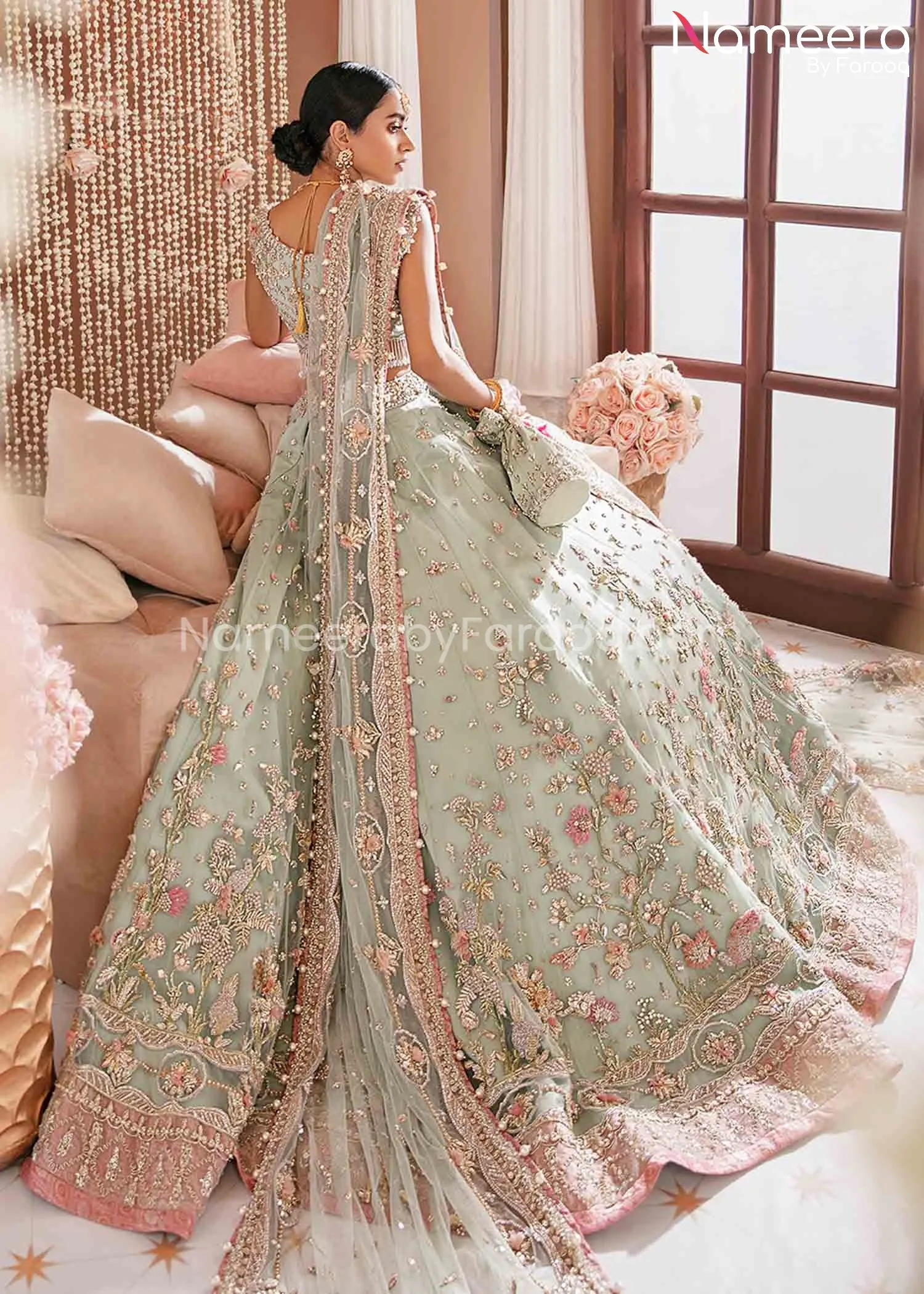 Pakistani Bridal Dress in Choli Lehenga Design #BS392