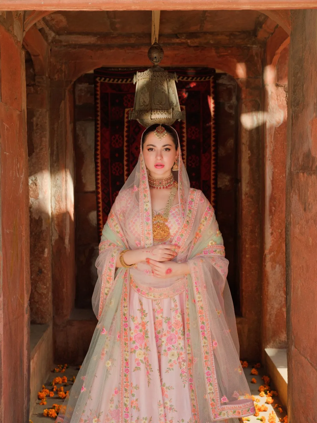 Pakistani Bridal Dress in Floral Lehenga Choli Style