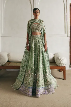 Pakistani Bridal Dress in Green Lehenga Choli Style