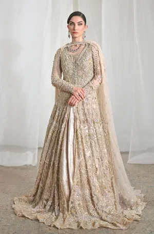 Pakistani Bridal Dress in Open Gown and Lehenga Style