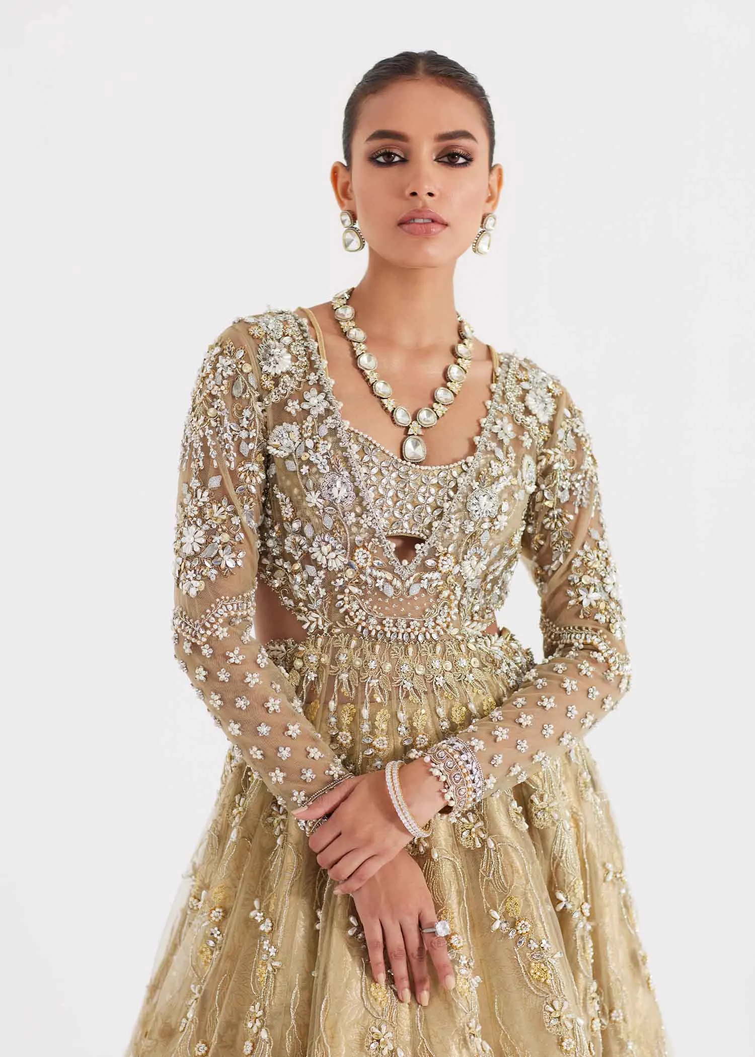 Pakistani Bridal Dress in Pishwas Frock Lehenga Style