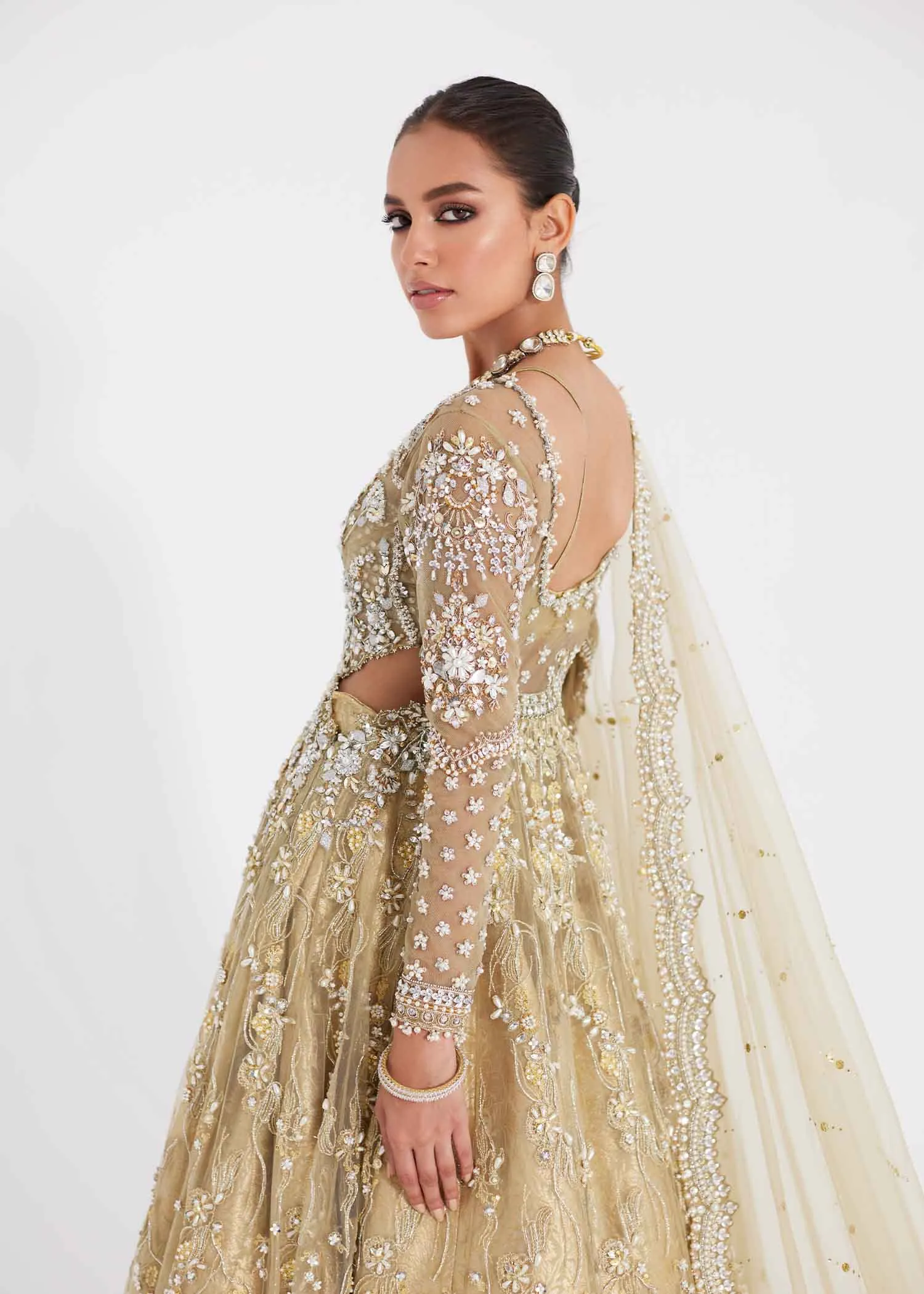 Pakistani Bridal Dress in Pishwas Frock Lehenga Style