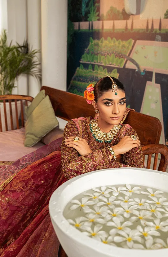 Pakistani Bridal Dress in Pishwas Frock Sharara Style