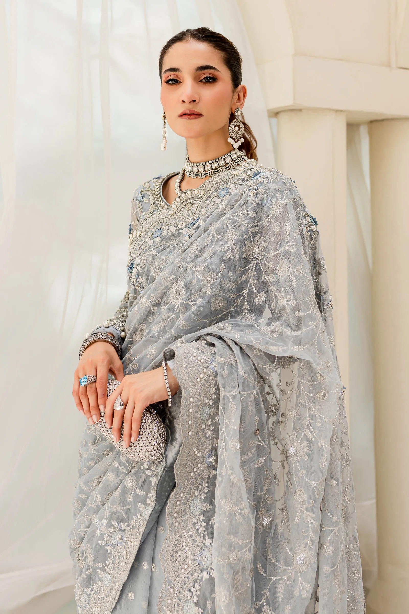 Pakistani Bridal Dress in Royal Saree Style for Wedding