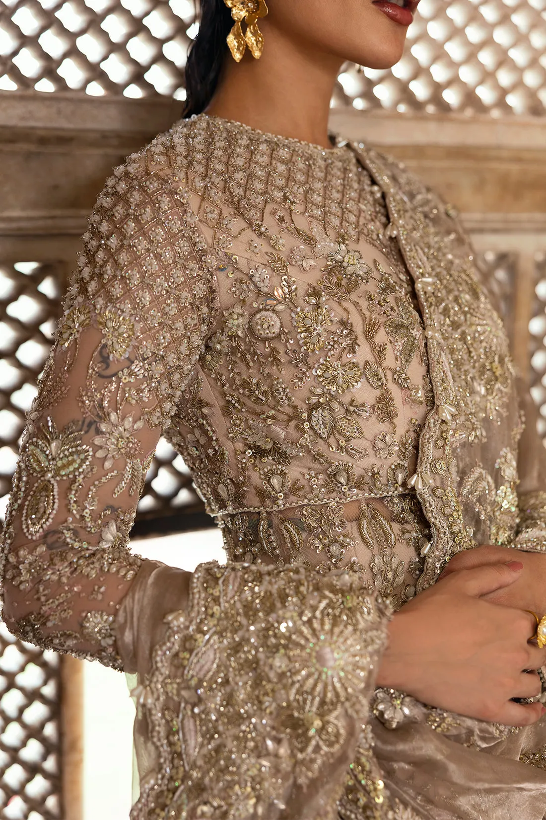 Pakistani Bridal Outfit in Pink Pishwas Lehenga Style