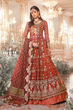 Pakistani Bridal Outfit in Pishwas Frock Lehenga Style