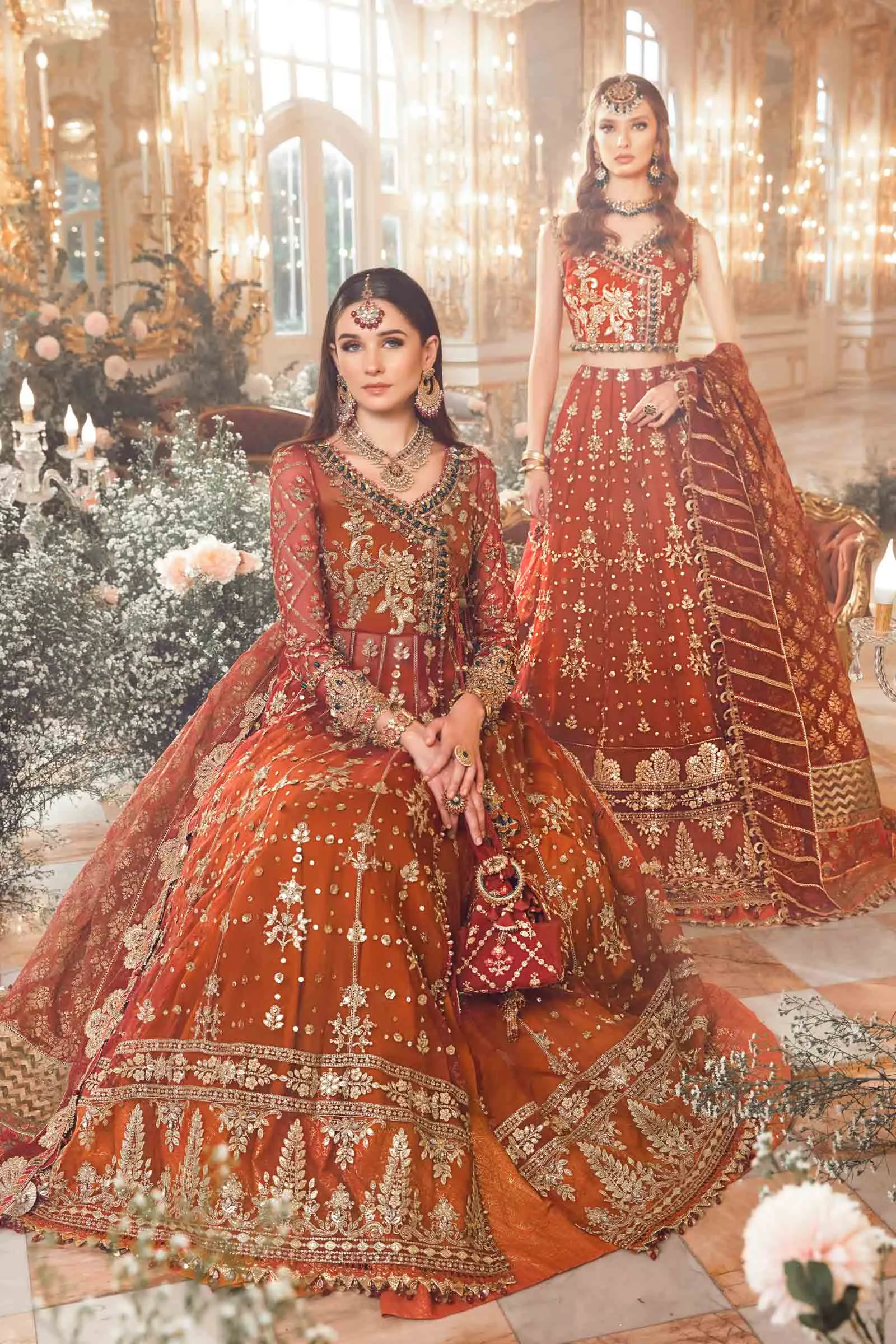 Pakistani Bridal Outfit in Pishwas Frock Lehenga Style