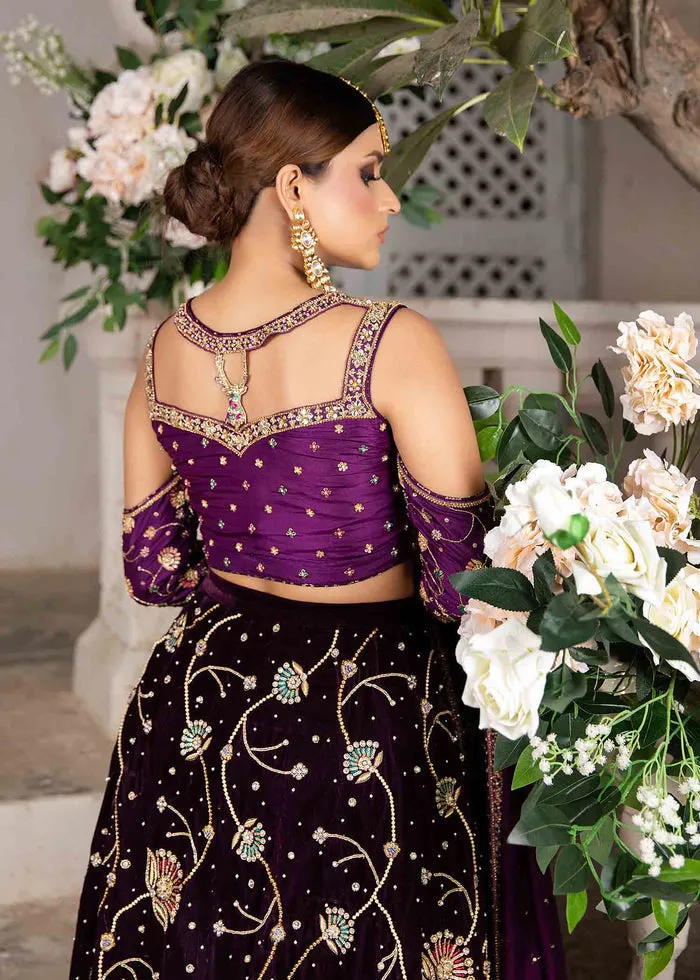 Pakistani Bridal Purple Lehenga Choli Dupatta Dress