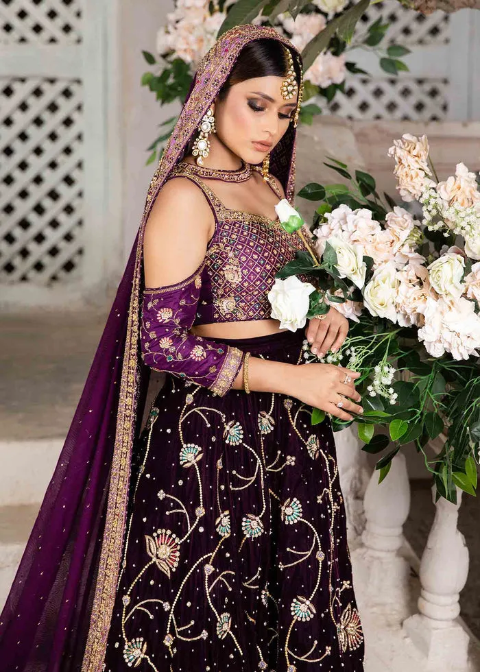 Pakistani Bridal Purple Lehenga Choli Dupatta Dress