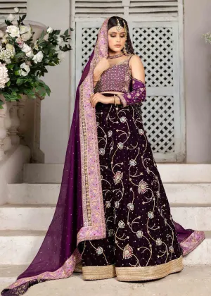 Pakistani Bridal Purple Lehenga Choli Dupatta Dress