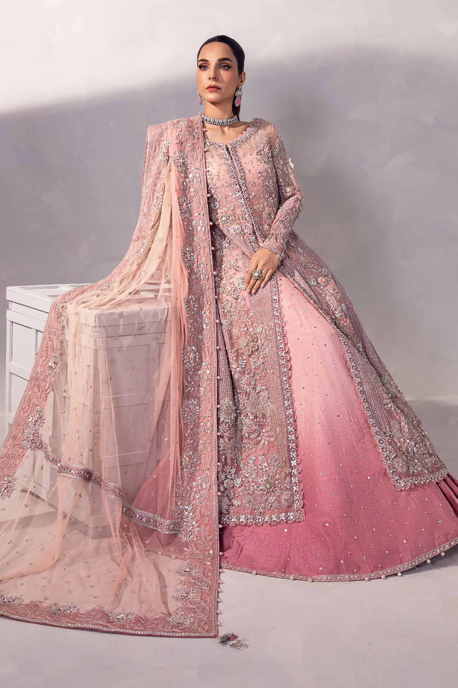 Pakistani Wedding Dress in A-line Kameez Lehenga Style