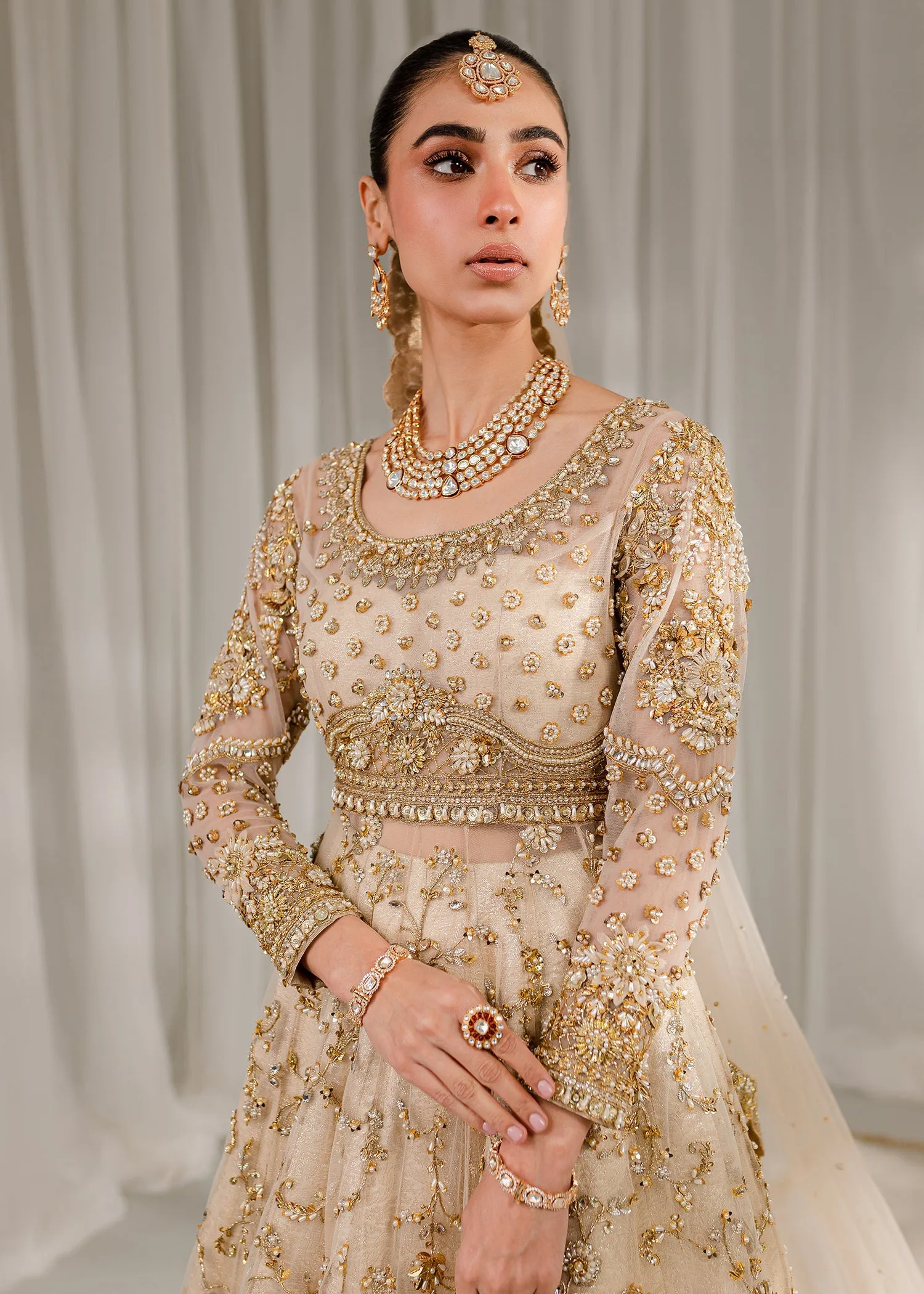 Pakistani Wedding Dress in Bridal Pishwas Frock Style