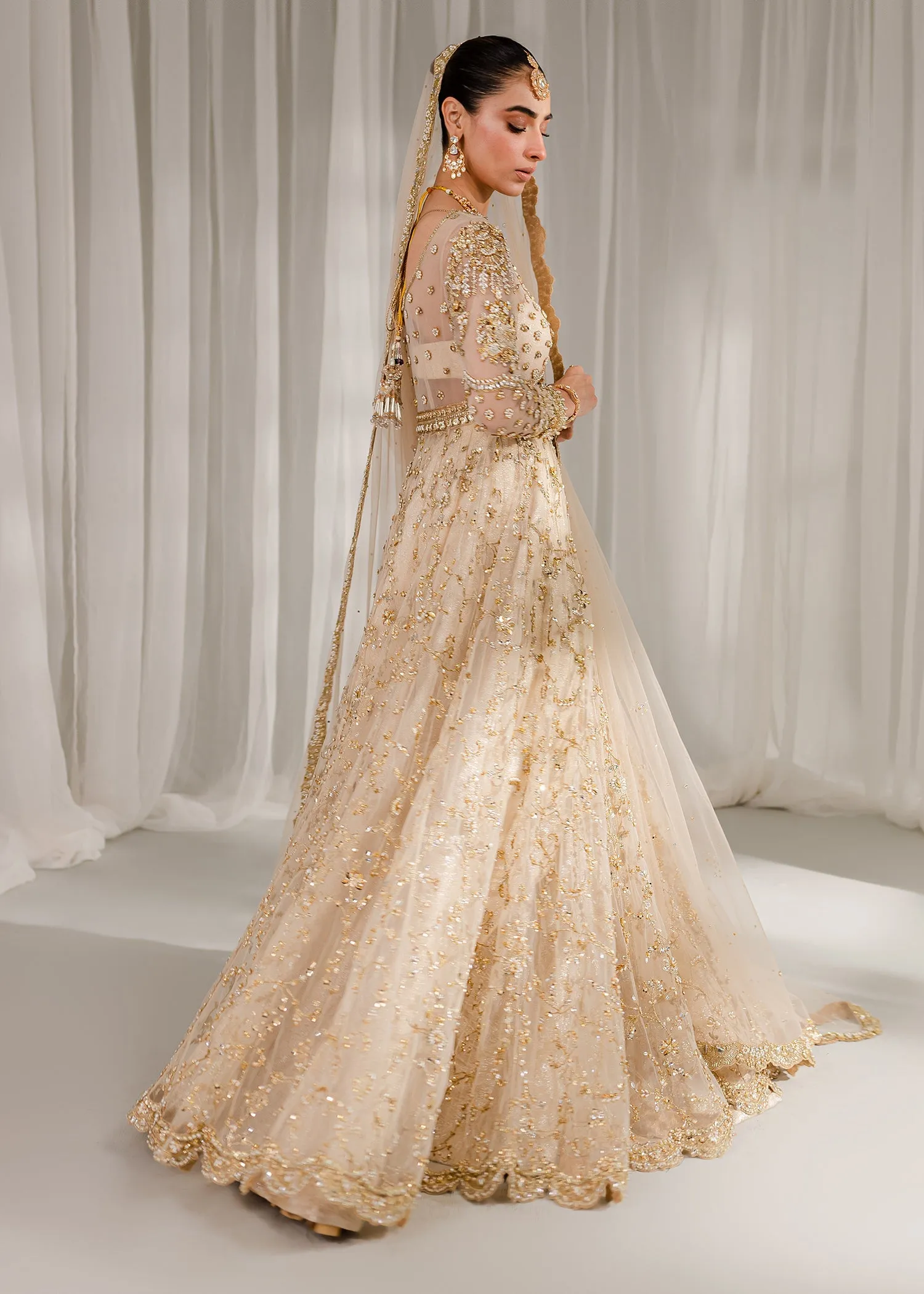 Pakistani Wedding Dress in Bridal Pishwas Frock Style
